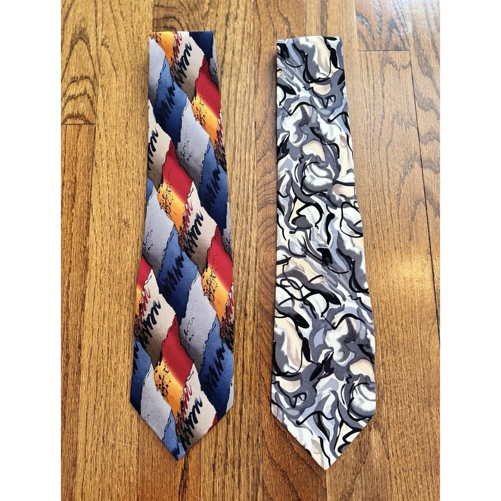 Lot of 2 Vintage J Garcia Silk Ties Jerry Garcia Grateful Dead Abstract Necktie